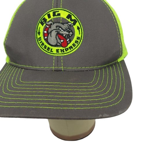 Outdoor Cap Big M Diesel Express Mesh Strapback Cap Trucker Hat Neon Green Gray - Picture 8 of 10